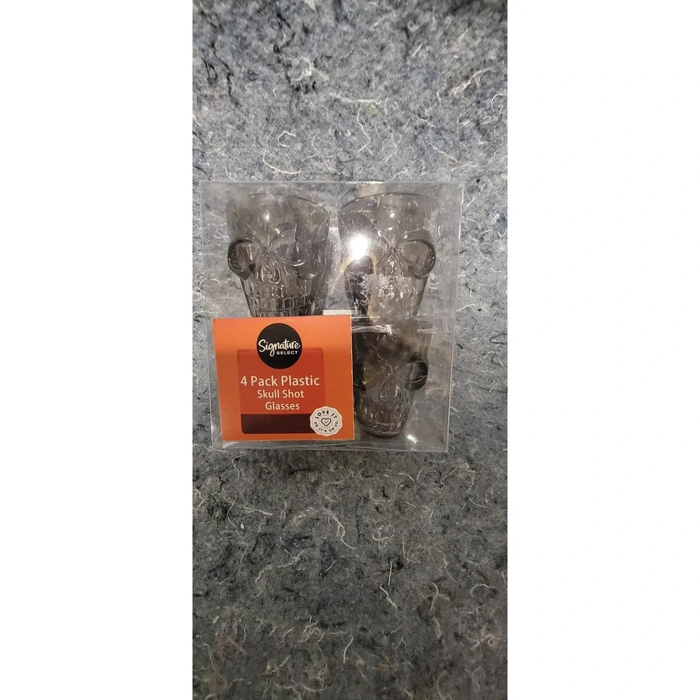 Holiday Skull Plastic Black Shot‎ Glasses 4 per pack